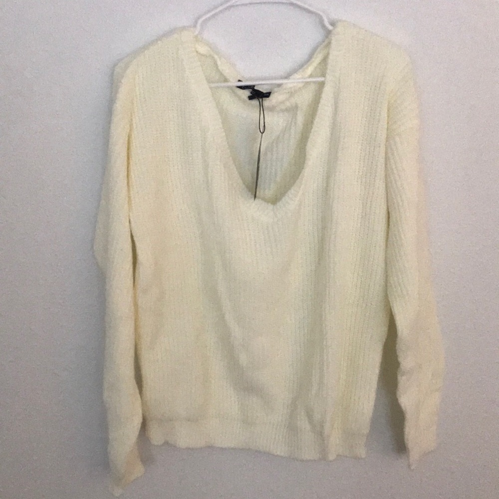 cream oversized v neck sweater